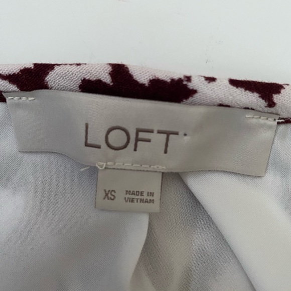 Loft side tie dolman dress women’s size XS, Red Raisin color - Picture 8 of 11